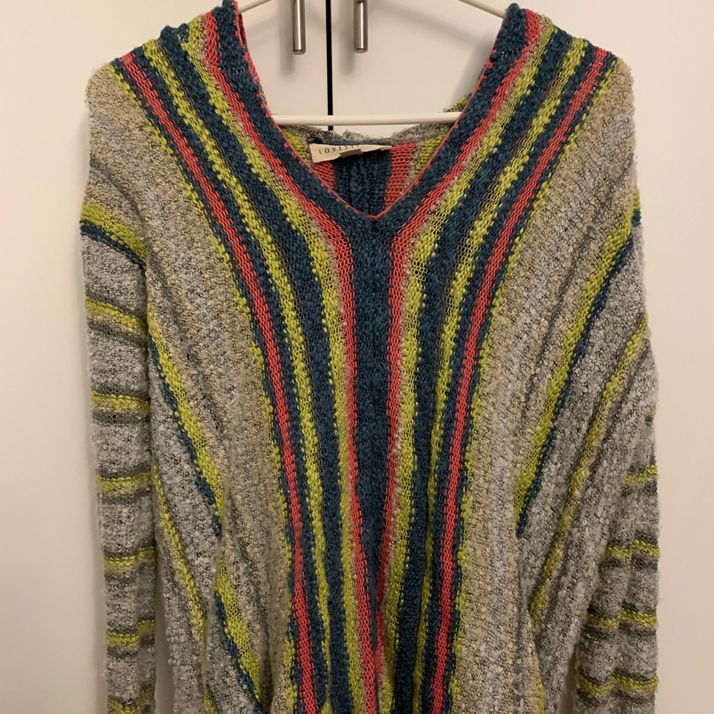 Love Stitch Hooded Sweater Striped